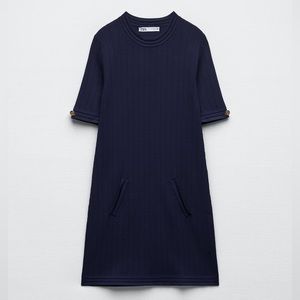 ZARA GOLD BUTTON KNIT MINI DRESS
